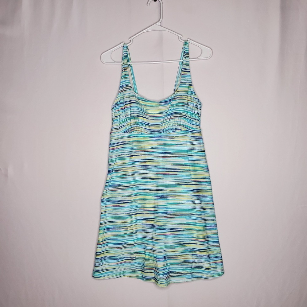 Lands End 10 Jumper Skort Tank Dress Multicolor Stripe Beach Coastal‎ Athletic M